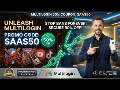 Video thumbnail: redeem Multilogin SAAS50 promo code at checkout